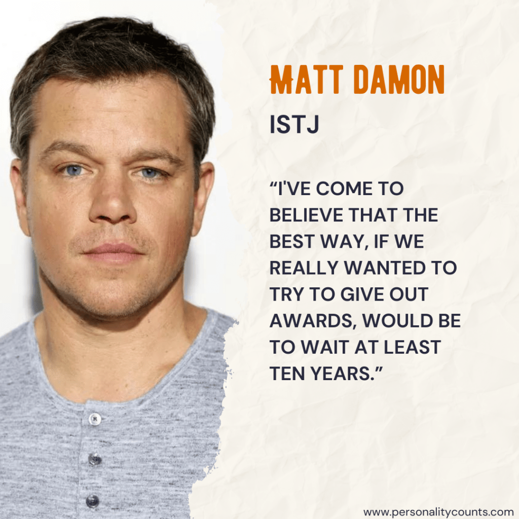 Matt Damon Personality Type - ISTJ