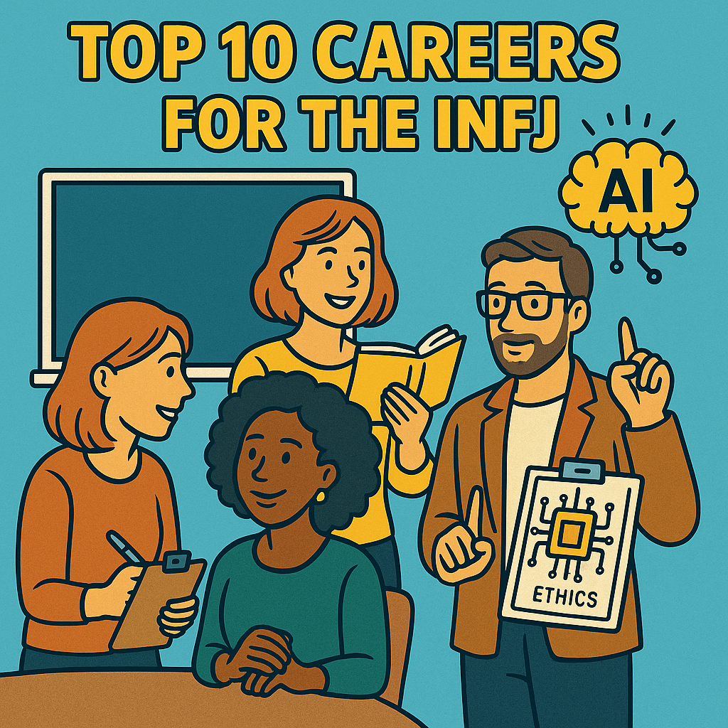 INFJ professionals including a counselor, writer, teacher, and AI ethics consultant